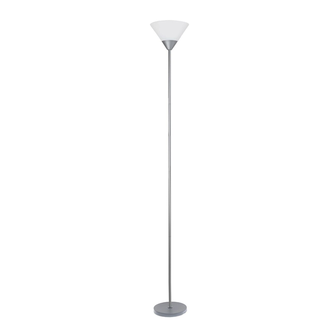 Mod Lighting and Decor Torchiere Stick Floor Lamp with Frosted Shade - 71.25" - Silver